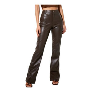 Women's Motel Rocks Brown Faux Leather Flare Pants XS